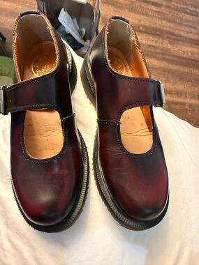 Dr. Martens Burgundy Leather Mary Jane with Silver Buckle